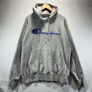 Vintage Champion Reverse Weave Warmup Hoodie Mens Size L Gray 80s